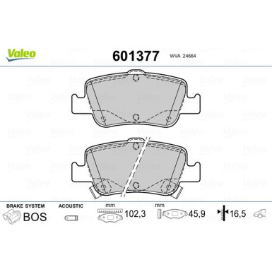 Valeo | Bremsbelagsatz, Scheibenbremse | 601377