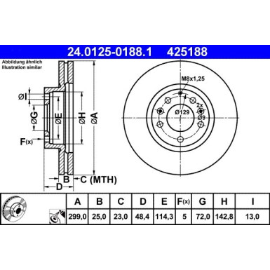 ATE | Bremsscheibe | 24.0125-0188.1