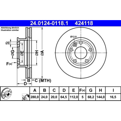 ATE | Bremsscheibe | 24.0124-0118.1