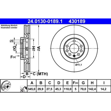 ATE | Bremsscheibe | 24.0130-0189.1