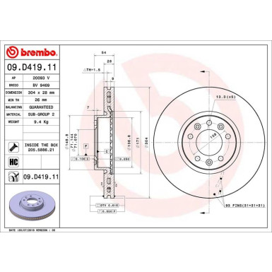 Brembo | Bremsscheibe | 09.D419.11