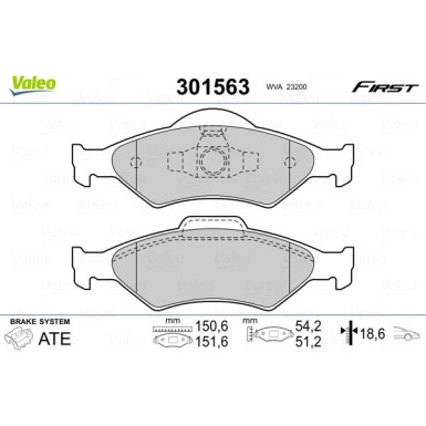 Valeo | Bremsbelagsatz, Scheibenbremse | 301563