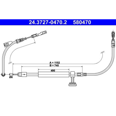 ATE | Seilzug, Feststellbremse | 24.3727-0470.2
