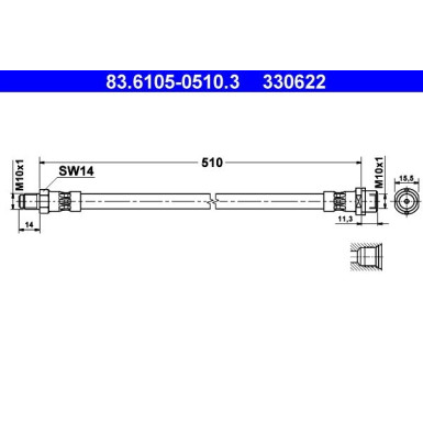 ATE | Bremsschlauch | 83.6105-0510.3