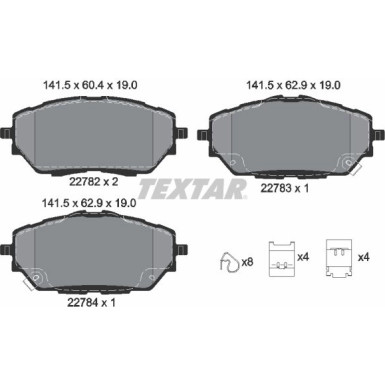 Textar | Bremsbelagsatz, Scheibenbremse | 2278201