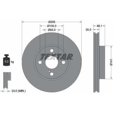 Textar | Bremsscheibe | 92125903