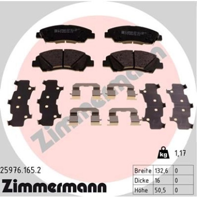 Zimmermann | Bremsbelagsatz, Scheibenbremse | 25976.165.2