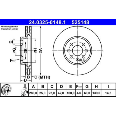 ATE | Bremsscheibe | 24.0325-0148.1