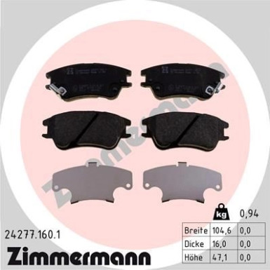 Zimmermann | Bremsbelagsatz, Scheibenbremse | 24277.160.1