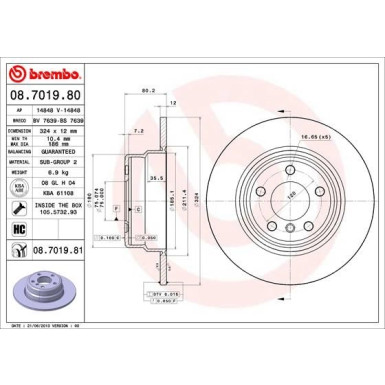 Brembo | Bremsscheibe | 08.7019.81