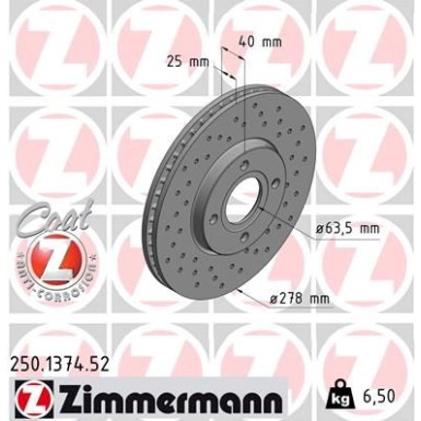 Zimmermann | Bremsscheibe | 250.1374.52