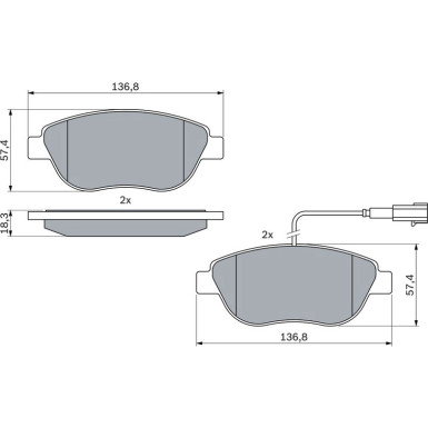 BOSCH | Bremsbelagsatz, Scheibenbremse | 0 986 494 464