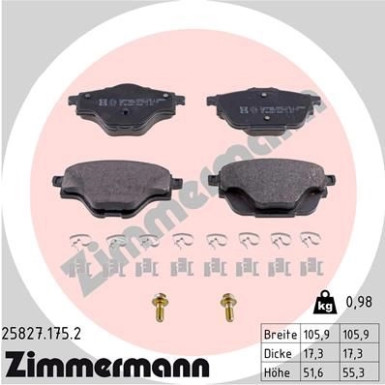 Zimmermann | Bremsbelagsatz, Scheibenbremse | 25827.175.2