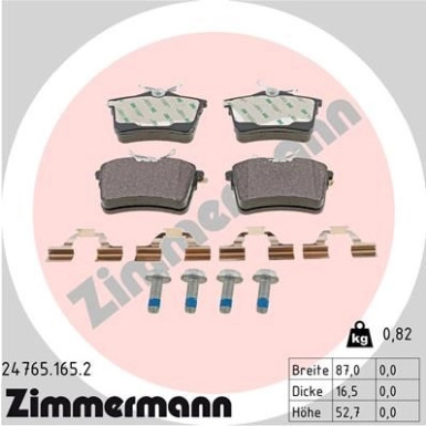 Zimmermann | Bremsbelagsatz, Scheibenbremse | 24765.165.2