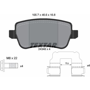 Textar | Bremsbelagsatz, Scheibenbremse | 2434801