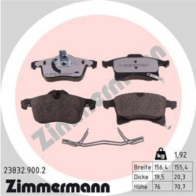 Zimmermann | Bremsbelagsatz, Scheibenbremse | 23832.900.2