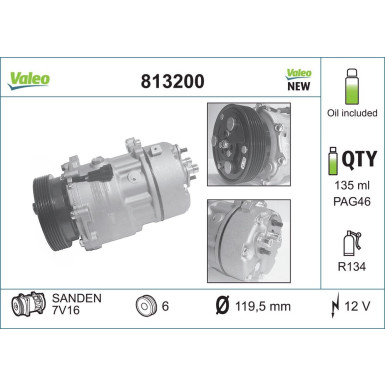 Valeo | Kompressor, Klimaanlage | 813200