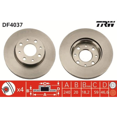 TRW | Bremsscheibe | DF4037