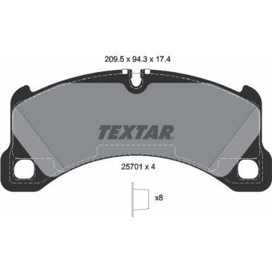 Textar | Bremsbelagsatz, Scheibenbremse | 2570101