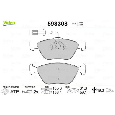 Valeo | Bremsbelagsatz, Scheibenbremse | 598308