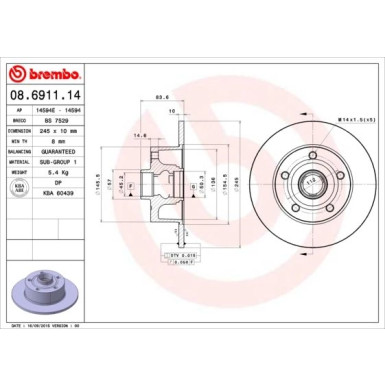 Brembo | Bremsscheibe | 08.6911.14