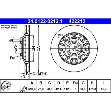 ATE | Bremsscheibe | 24.0122-0212.1