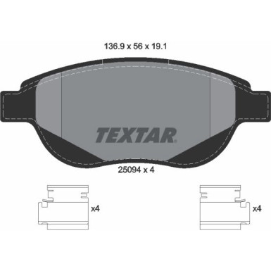 Textar | Bremsbelagsatz, Scheibenbremse | 2509401