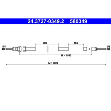 ATE | Seilzug, Feststellbremse | 24.3727-0349.2