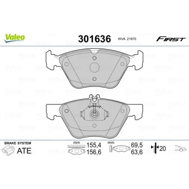 Valeo | Bremsbelagsatz, Scheibenbremse | 301636