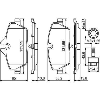 BOSCH | Bremsbelagsatz, Scheibenbremse | 0 986 494 813