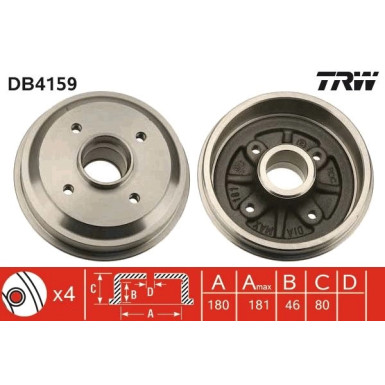 TRW | Bremstrommel | DB4159