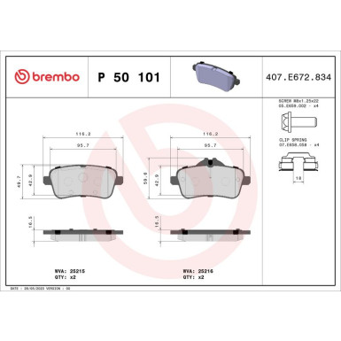 Brembo | Bremsbelagsatz, Scheibenbremse | P 50 101