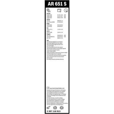 BOSCH AR 651 S Scheibenwischer Aerotwin Retrofit 3 397 118 913