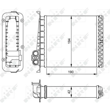 NRF | Wärmetauscher, Innenraumheizung | ohne Rohr | 54284