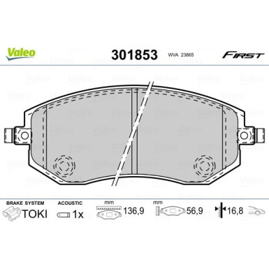 Valeo | Bremsbelagsatz, Scheibenbremse | 301853