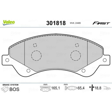 Valeo | Bremsbelagsatz, Scheibenbremse | 301818