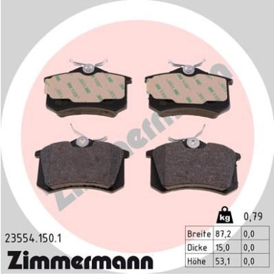 Zimmermann | Bremsbelagsatz, Scheibenbremse | 23554.150.1