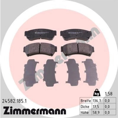 Zimmermann | Bremsbelagsatz, Scheibenbremse | 24582.185.1