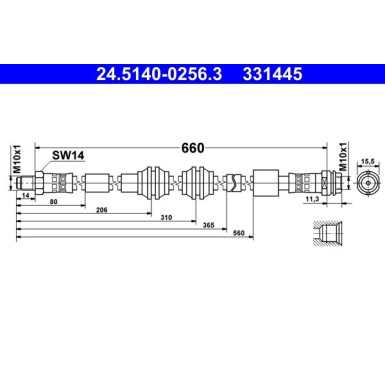 ATE | Bremsschlauch | 24.5140-0256.3