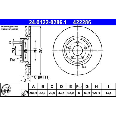 ATE | Bremsscheibe | 24.0122-0286.1