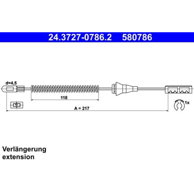 ATE | Seilzug, Feststellbremse | 24.3727-0786.2