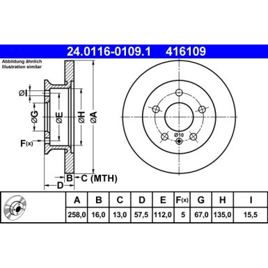 ATE | Bremsscheibe | 24.0116-0109.1