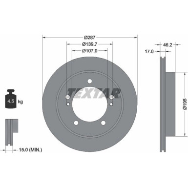 Textar | Bremsscheibe | 92076400