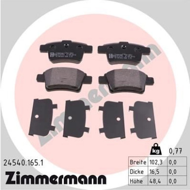 Zimmermann | Bremsbelagsatz, Scheibenbremse | 24540.165.1