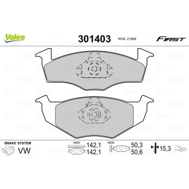 Valeo | Bremsbelagsatz, Scheibenbremse | 301403