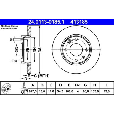 ATE | Bremsscheibe | 24.0113-0185.1