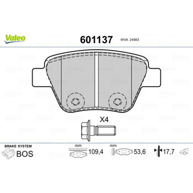 Valeo | Bremsbelagsatz, Scheibenbremse | 601137