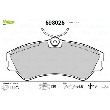 Valeo | Bremsbelagsatz, Scheibenbremse | 598025