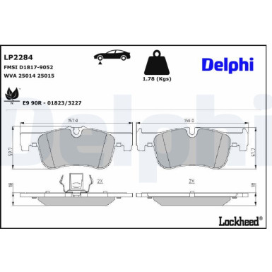 Delphi | Bremsbelagsatz, Scheibenbremse | LP2284 Delphi | Bremsbelagsatz, Scheibenbremse | LP2284