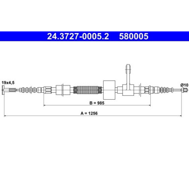 ATE | Seilzug, Feststellbremse | 24.3727-0005.2